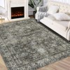 Washable Area Rug, Non-Slip Vintage Low-Pile Indoor Carpet, Distressed Floral Print, Ultra Soft Foldable - 2 of 4