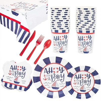 Serves 24 Ahoy It's a Boy Baby Shower Party Supplies Decorations for Boys