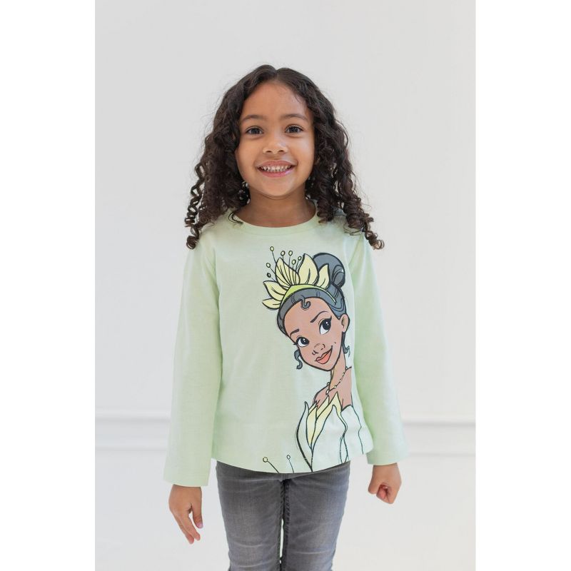 Disney Princess Ariel Cinderella Tiana Belle Jasmine Moana 3 Pack T-Shirts Toddler to Big Kid, 4 of 10
