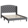 TROPOW King Size Wingback Headboard Bed Frame - Low Profile Upholstered Platform Bed, Sturdy Wooden Slat Support, No Box Spring Needed - 3 of 4