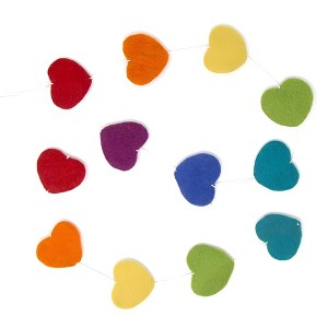 Slickblue 48” Handmade Wool Felt Hearts Garland for Nursery Décor – Multicolor or Grey - 1 of 2