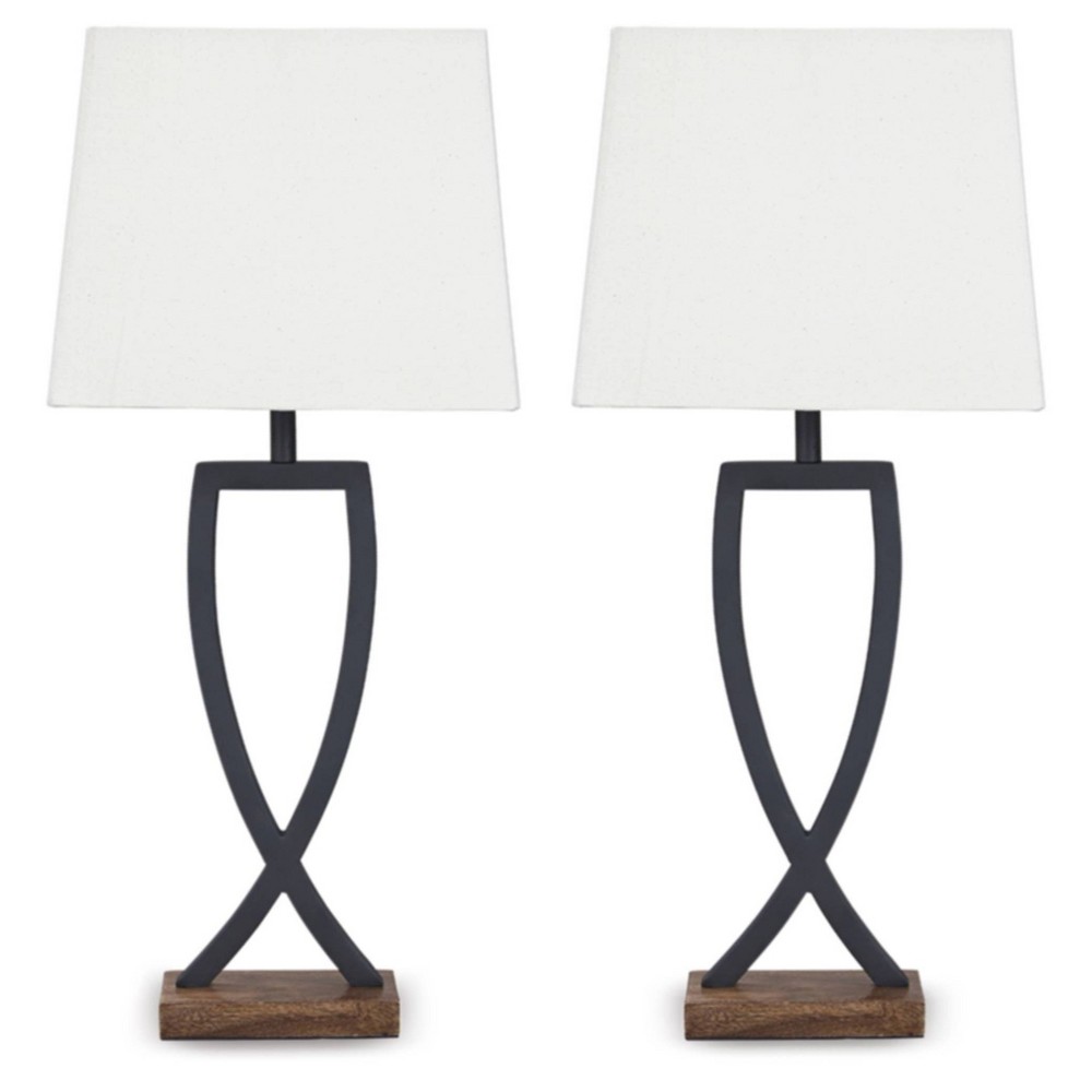 Photos - Floodlight / Garden Lamps Set of 2 Makara Metal Table Lamps Black/Brown - Signature Design by Ashley