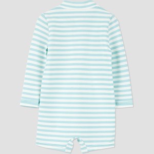 Carter's Just One You® Baby Boys' Long Sleeve One Piece Striped Unisuit - White/Green - 1 of 3