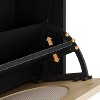 DobleePy Oak Rattan Shoe Cabinet, 3-Tier Shoe Storage with 2 Flip Drawers & 1 Pull-Out Drawer, Adjustable Shelf, Narrow Organizer for Entryway - 4 of 4
