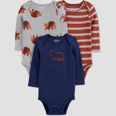 Carter's Baby Boys Long Sleeve Printed Bodysuits, Pack of 4