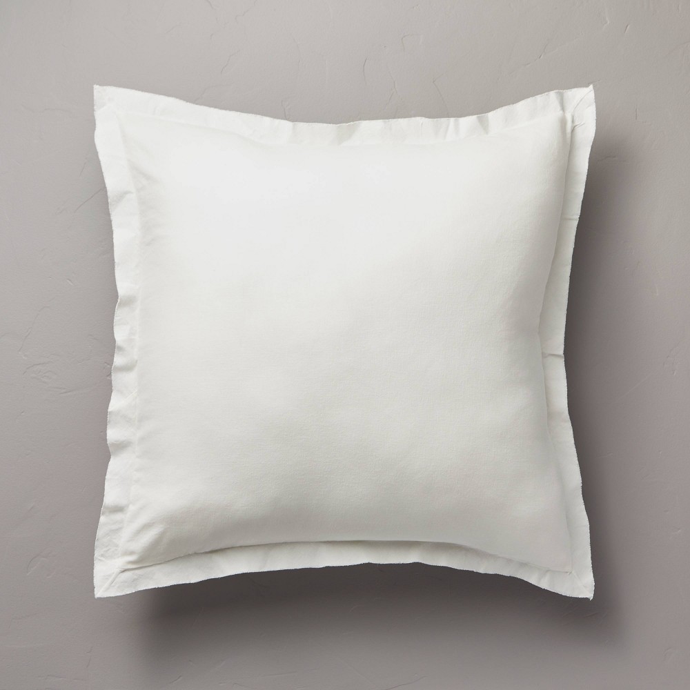 Photos - Pillow 26"x26" Linen Blend Euro Bed  Cream - Hearth & Hand™ with Magnolia: