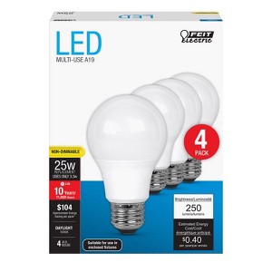 Feit Electric A19 E26 (Medium) LED Bulb Daylight 25 Watt Equivalence 4 pk - 1 of 1