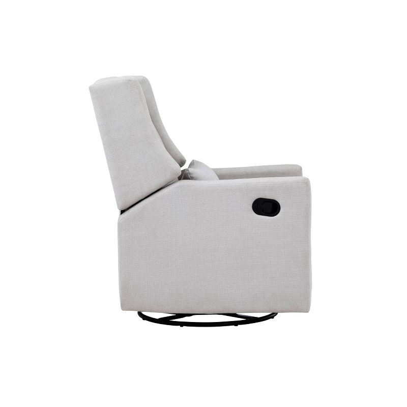 Suite Bebe Pronto Swivel Glider Recliner Accent Chair with Pillow - Blanco White Fabric, 4 of 9