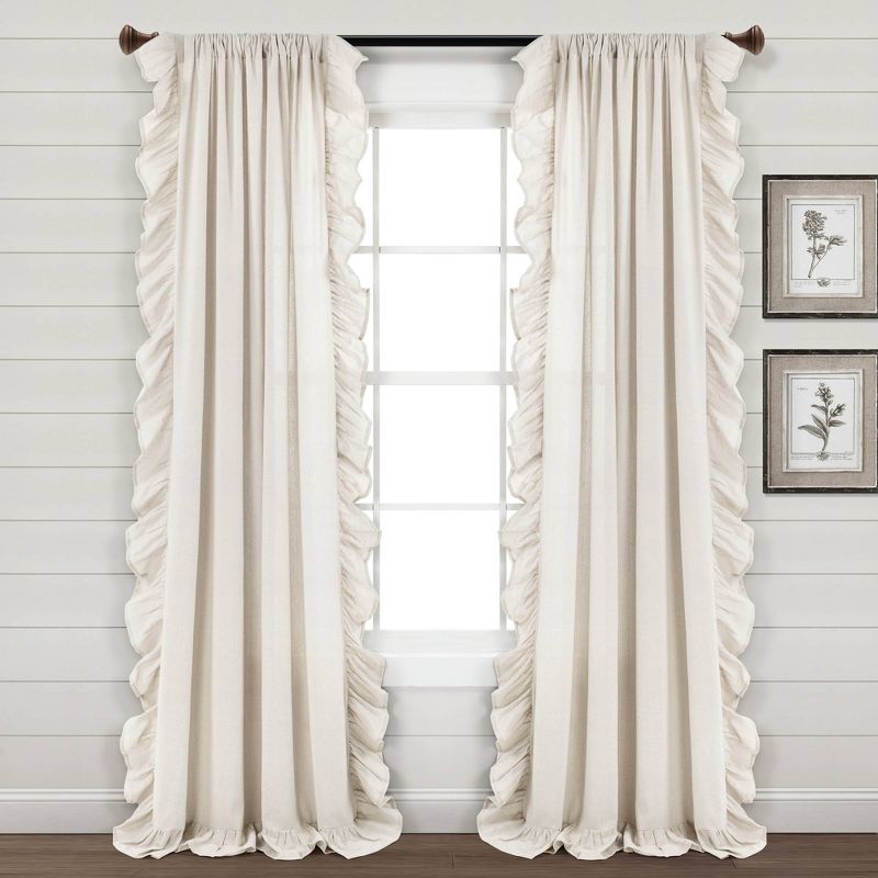 Linen Ruffle Window Curtain Panels Light - Lush Décor, 1 of 6