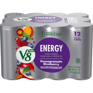V8+ Energy Pomegranate Blueberry Energy Drink from Black & Green Tea - 12pk/8 fl oz Cans - 1 of 4