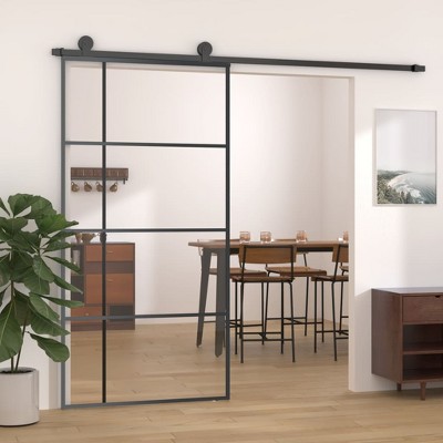 VidaXL Sliding Door ESG Glass and Aluminum 40.4"x80.7" Black