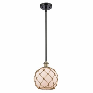 Farmhouse Rope - 1 Light Stem Hung Mini Pendant In Industrial Style-10 Inches Tall and 8 Inches Wide - 1 of 1