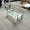 Lirago Tempered Clear Glass 2-Layer Coffee Table with White Metal Tubular Legs-Modern Geometric Design 23.62"W * 39.37"L * 17.32"H - 2 of 4