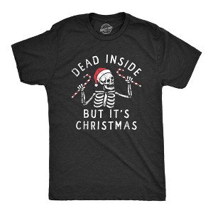Mens Dead Inside But Its Christmas T Shirt Funny Depressed Xmas Skeleton Joke Tee For Guys - Crazy Dog Men's T Shirt - 1 of 4