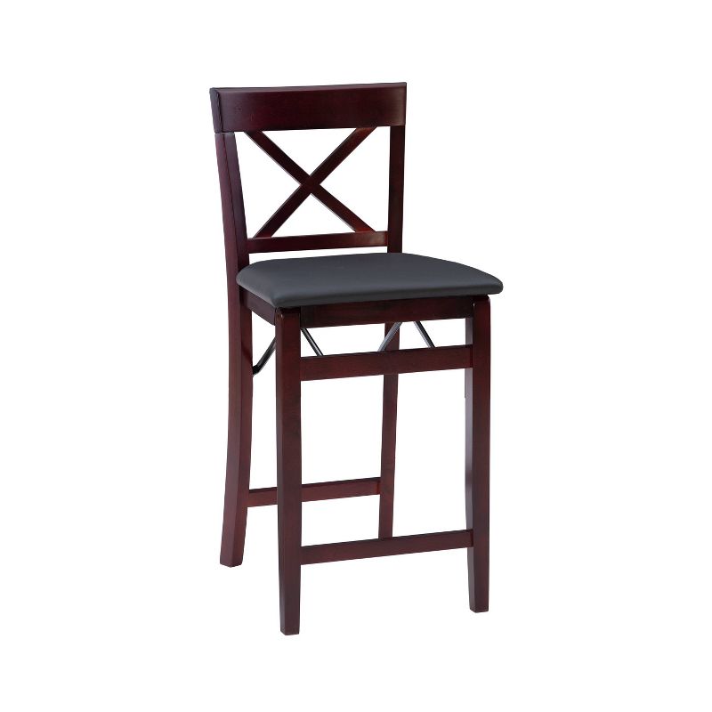 Triena X Back Faux Leather Folding Counter Height Barstool Espresso - Linon, 1 of 23