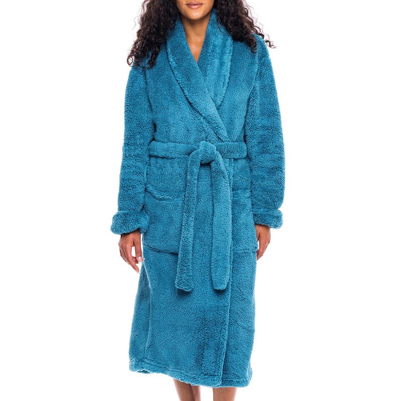 Women's Fuzzy Plush Fleece Robe, Warm Soft Bathrobe for Her, 1 of 9