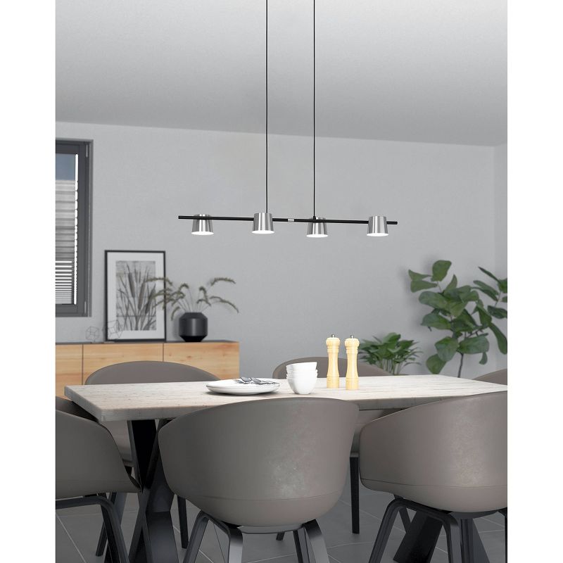 4-Light Altamira Linear Pendant Structured Black Finish with Matte Nickel Shade - EGLO, 3 of 5