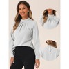 Allegra K Women's Business Casual Stand Collar Chiffon Long Sleeve Blouse - 2 of 4