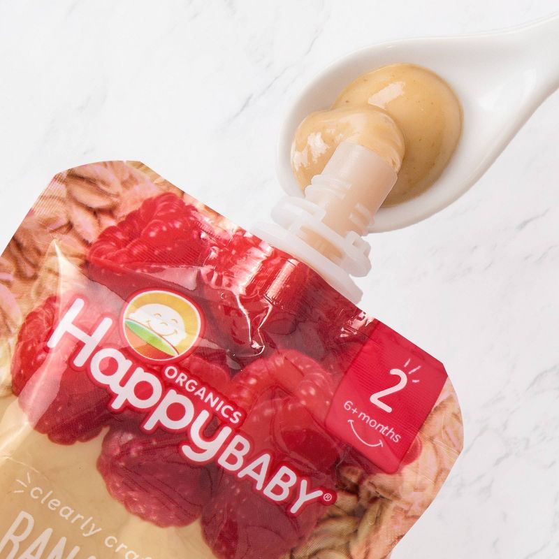 HappyBaby Clearly Crafted Bananas Raspberries & Oats Baby Food Pouch, 6 of 8