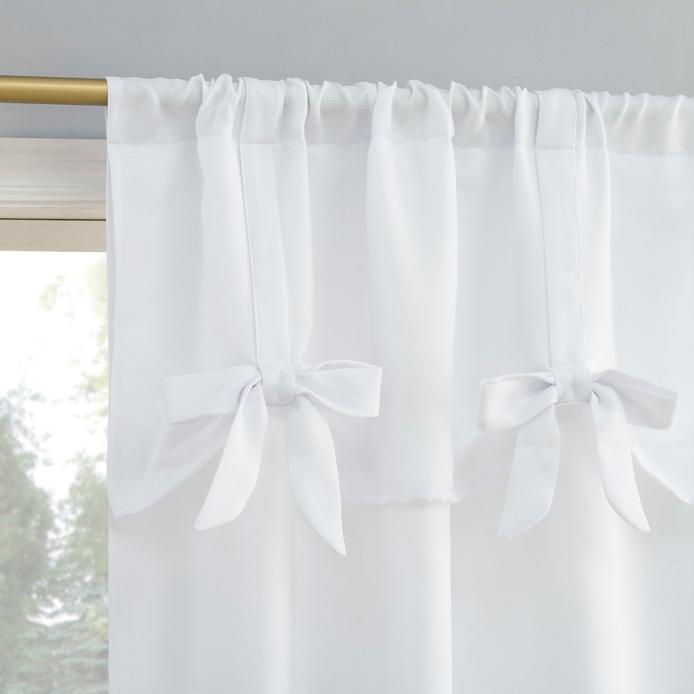 Photos - Curtains & Drapes 40"x84" Sun Zero Emma Bow Valance Semi-Sheer Rod Pocket Curtain Panel White