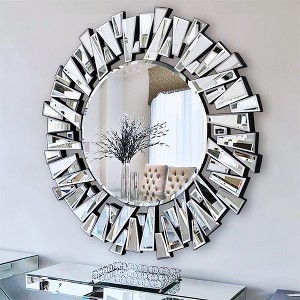 31.5in Artloge Round Silver Wall Mirror Luxury Decorative Wall Mirrors - 1 of 4