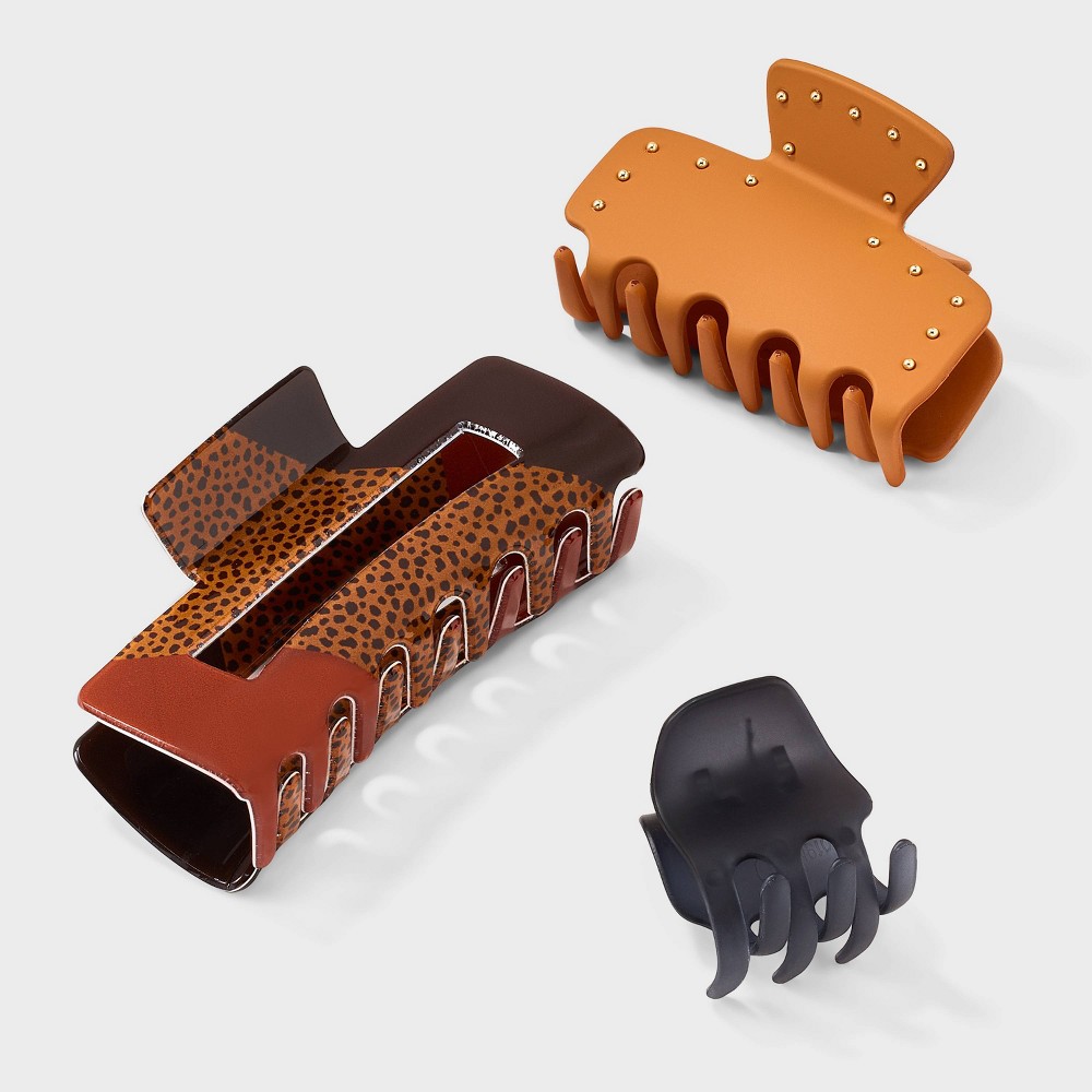 Variety Claw Hair Clip Set 3pc - Universal Thread™ Navy/Brown