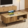 Coffee Table 42.5" Mid Century Modern Center Table with Drawer Fluted Living Room Table with Storage - 4 of 4
