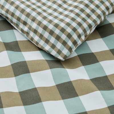 Regency Heights 8Pcs Plaid Print BIAB Comforter Set, Classic Style Dorm Bedding Set with Matching Sheets and Pillowcases, Green, Queen — фото 7