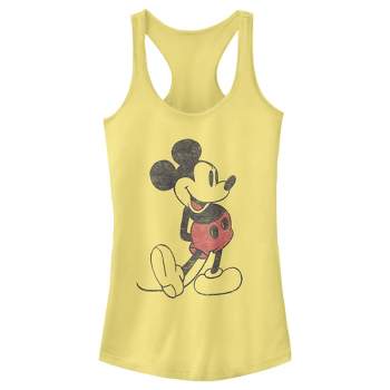 Juniors Womens Mickey & Friends Distressed Mickey Mouse Pose Racerback Tank Top