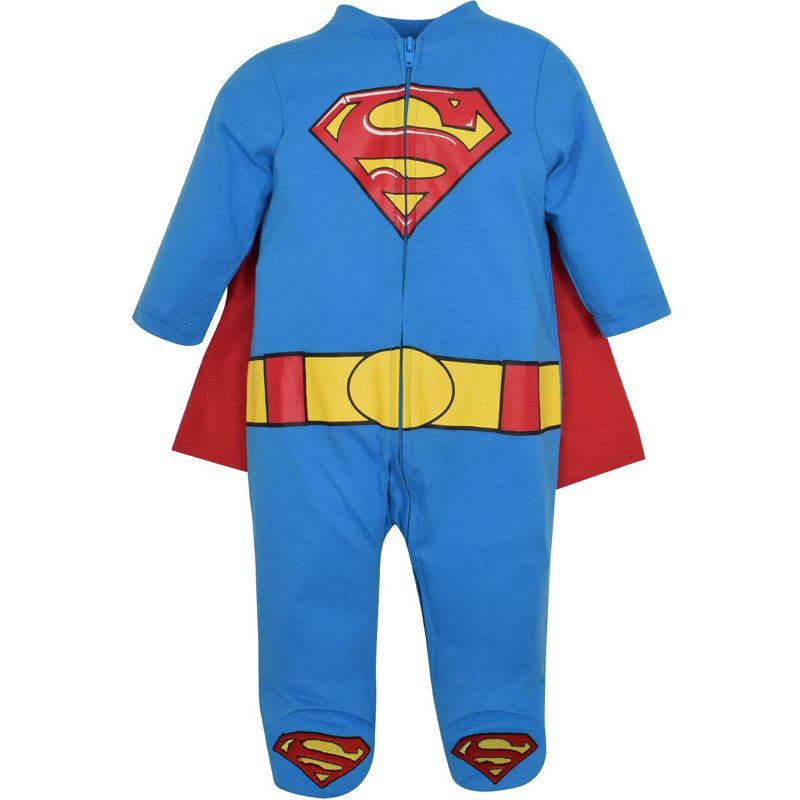 DC Comics Justice League Superman Baby Zip Up Costume Coverall and Cape Newborn , 1 of 8