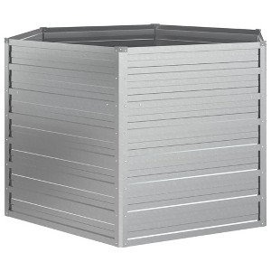 vidaXL Garden Raised Bed Silver Galvanized Steel - 50.8" x 50.8" x 30.3" - Silver - 1 of 4