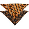 Halloween Dog Bandanas 2 Pack, Pumpkin and Spider Web Bibs, Triangle Reversible Fall Pet Scarf, Premium Durable Fabric, Adjustable Fit - 3 of 4