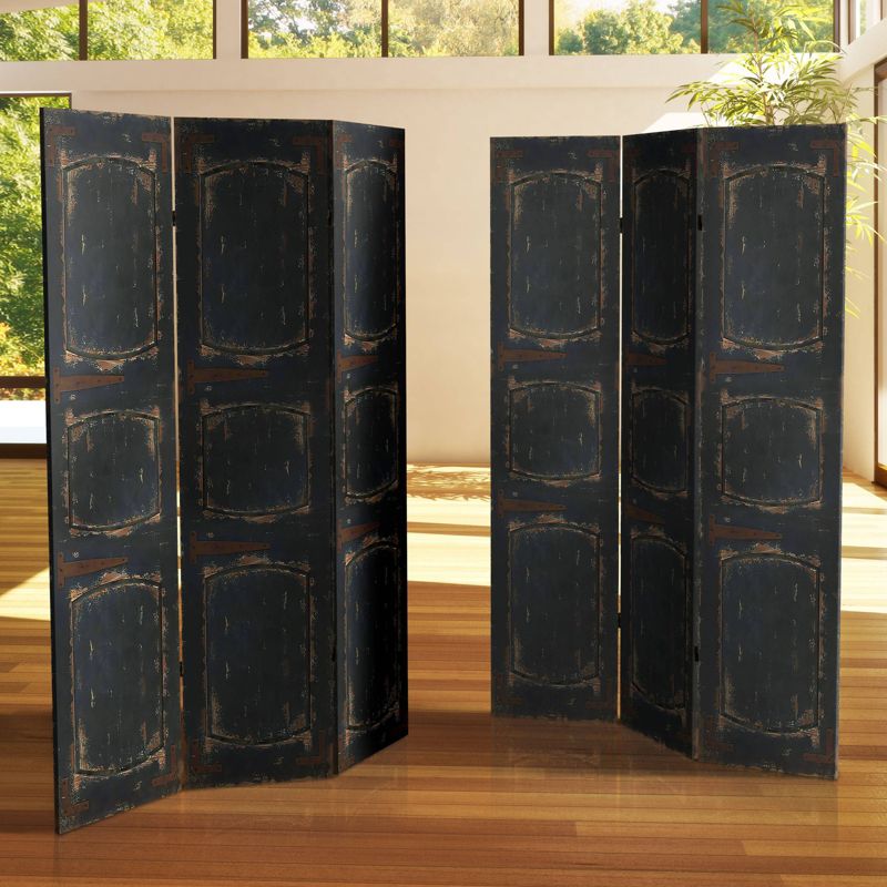 6&#34; Double Sided Door Canvas Room Divider Black - Oriental Furniture, 5 of 7