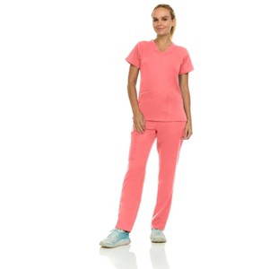 Medichic Women Scrubs Set V-Neck with Straight Leg Pants Medical Scrub Set - 1 of 4