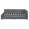 Full Size Upholstered Daybed with 2 Storage Drawers Sofa Bed Frame No Box Spring Needed Linen Fabric (Beige) - 2 of 4