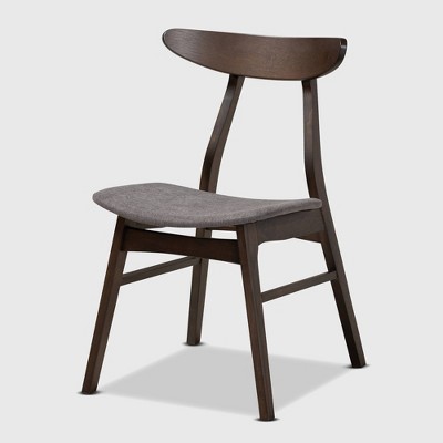Britte Mid-Century Dark Oak 5-Piece Dining Set with Grey Upholstery