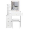Compact dressing table with stool, USB socket, and touch-activated LED mirror with three-color lighting, suitable for bedrooms. - 3 of 4