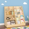 Kids Wooden Bookcase and Toy Storage Organizer, 4-Tier Multifunctional Shelf Display Stand for Nursery Playroom Toddler Bedroom - Natural - 4 of 4