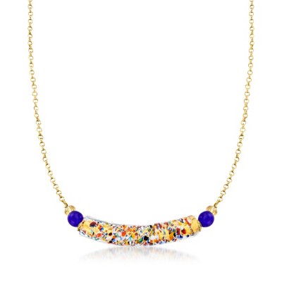 Ross-Simons Italian Multicolored Murano Glass Bead Necklace in 18kt Gold Over Sterling Size 18
