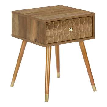 Mid-Century Modern Accent Table with Rippled Front Walnut/Gold - EveryRoom