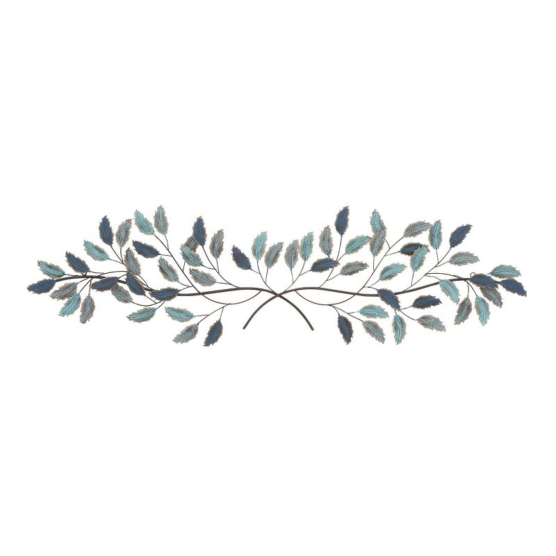 15&#34; x 52&#34; Metal Leaf Wall Decor with Gold Accent Blue - Olivia &#38; May, 6 of 18