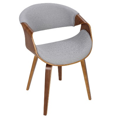 Curvo 22'' Walnut and Grey Contemporary Upholstered Side Chair