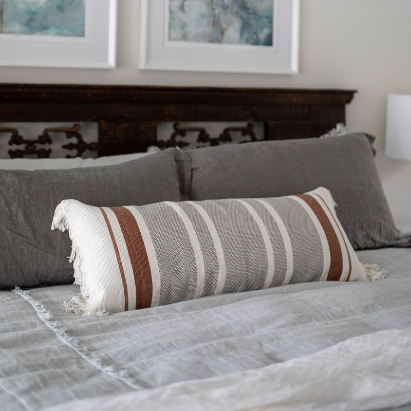14x36 Inches Hand Woven Rust Cotton with Polyester Fill Pillow - Foreside Home & Garden, 5 of 8