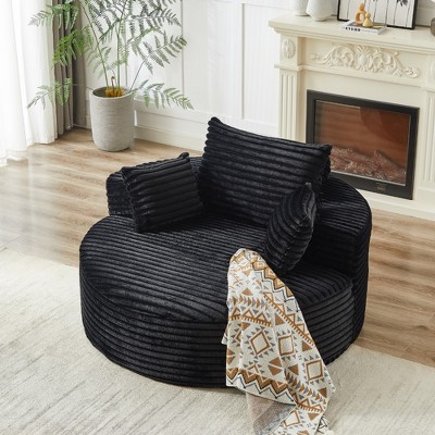 KTMBDW 55" Oversized Round Chair Lounge Chaise Indoor, Cloud Large Circle Chair, Fluffy Modern Sleeper Sofa Bed for Reading