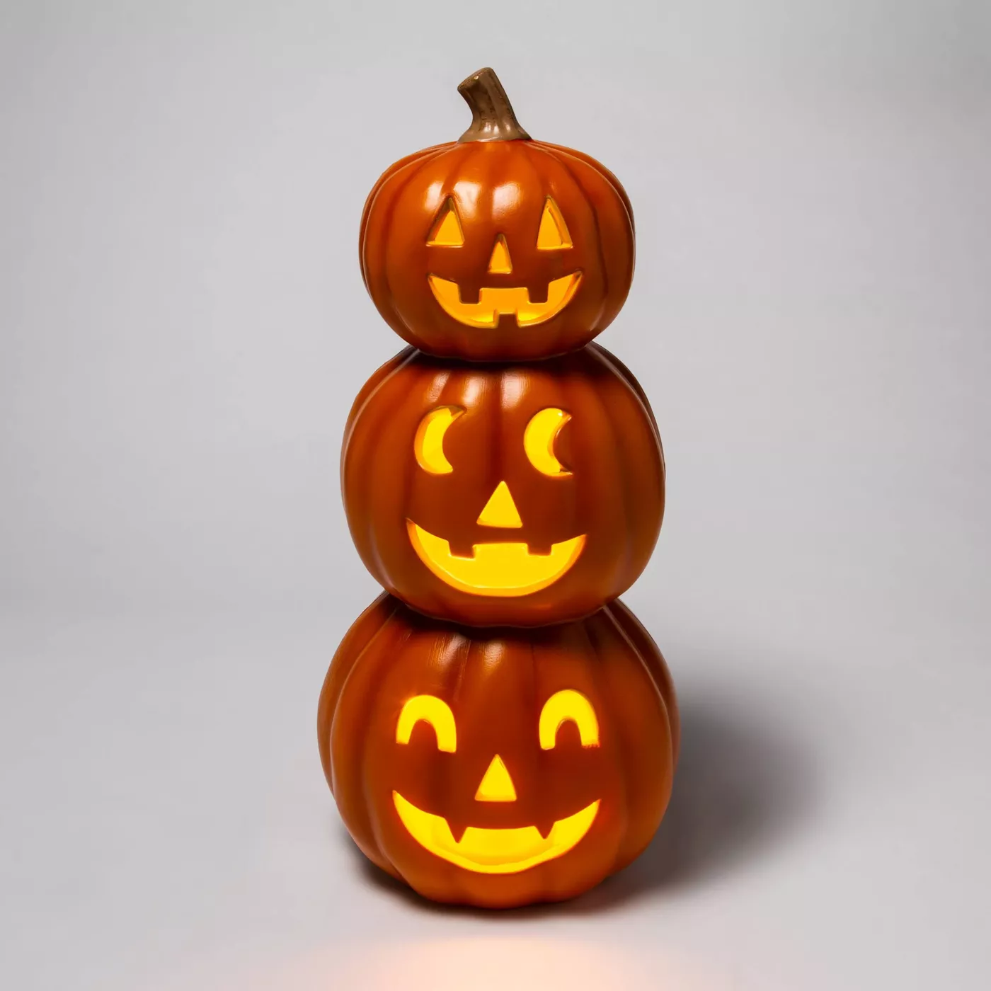 Light Up Triple Stacked Orange Pumpkins Halloween Decorative Prop - Hyde & EEK! Boutiqueâ„¢ - image 1 of 4