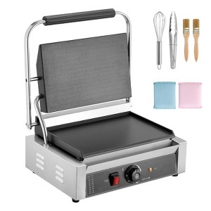 VEVOR Commercial Panini Grill, 1800W Electric Sandwich Panini Maker, Stainless Steel Sandwichs Press Grill, 13.5x9.3 in, Silver - 1 of 4