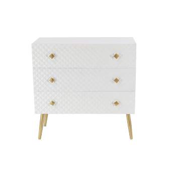 SF25691 by Style Craft - MILO CHEST 32in w. X 32in ht. X 15in d. Three  Drawer Chest in Satin White Finish with Fluted Dra