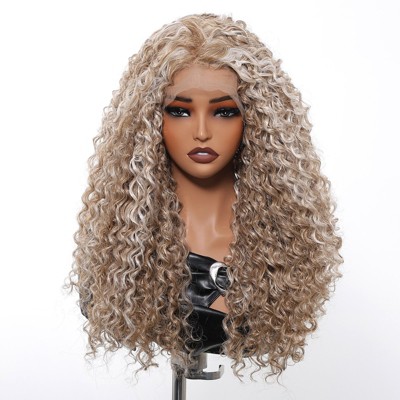 Jessie's Wig 22 Inch Fluffy Curly 13*3.5 Synthetic Lace Wigs Balayage Brown Blonde 1 Pc/Pack