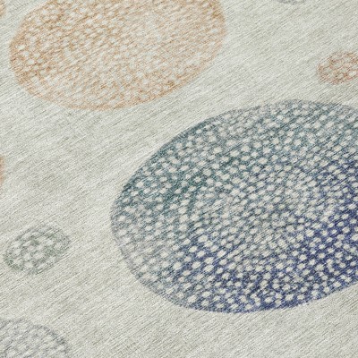 HomeRoots 3' X 5' Beige And Blue Geometric Washable Indoor Outdoor Area Rug