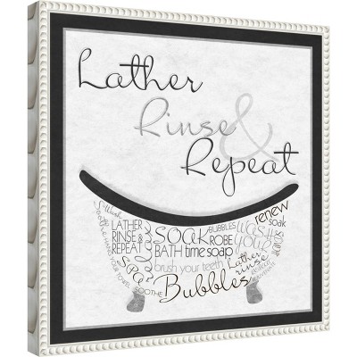 Sylvie Beaded White Floater Frame Bath Time Quote Canvas Art